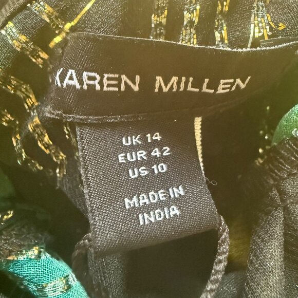 Karen Millen Size 10 NEW Green Metallic Iridescent Long Sleeve Column Midi Dress - Picture 10 of 16